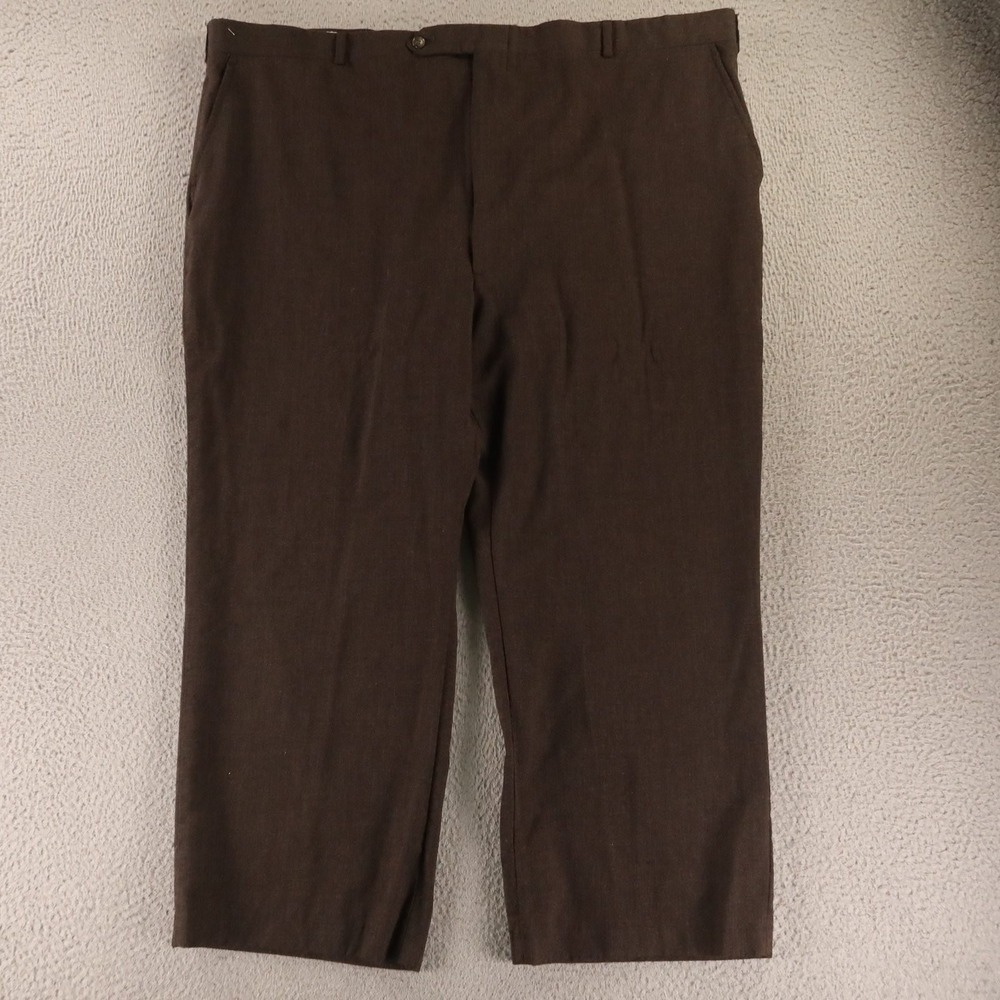 VTG Adolfo Pants Mens 48x26 Brown 100% Wool Hopsack Made in USA